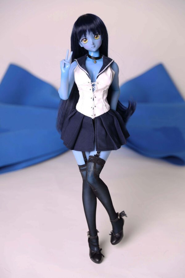 J60cm Sailor Moon In Blue Skin Climax Mini Silicone Sex Doll With