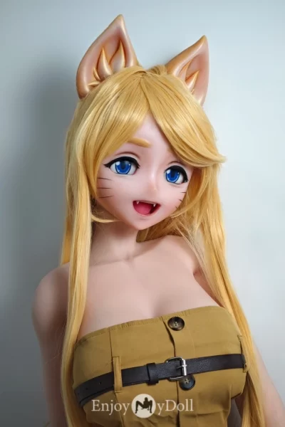 Elsa Babe silicone anime sex doll - 148cm Kako Motoko with cat face/ears