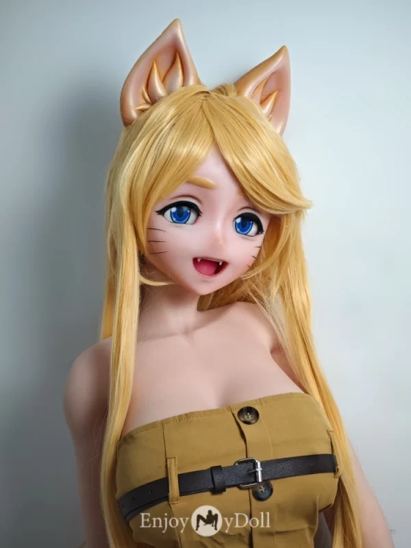 Elsa Babe silicone anime sex doll - 148cm Kako Motoko with cat face/ears