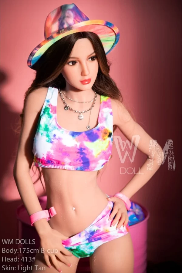 WM Doll 175cm B-cup 413 head tall skinny TPE sex doll tan