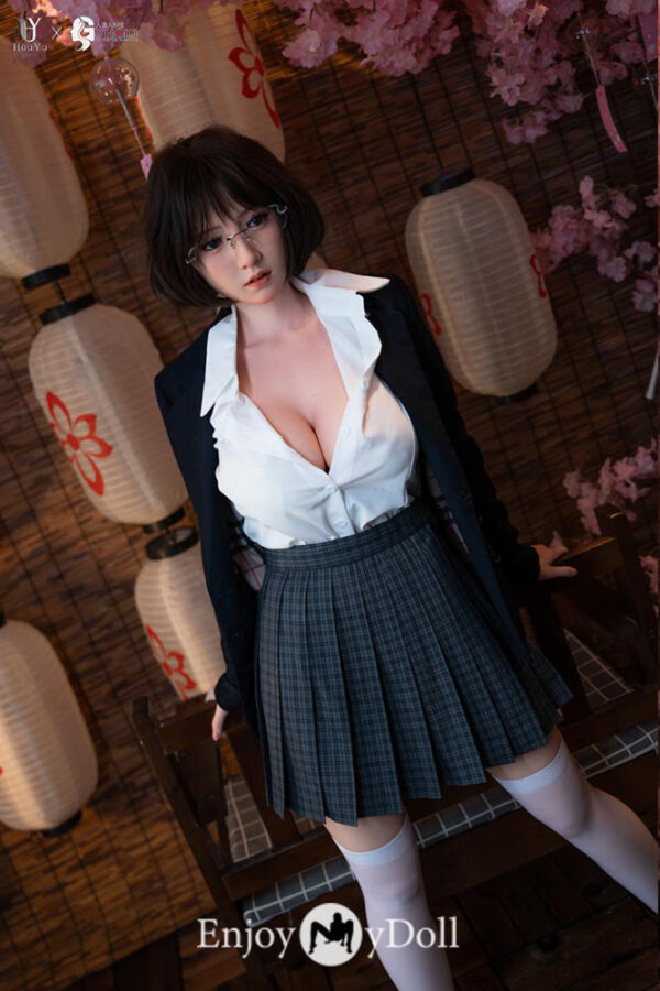 HouYu/MetDolls Elle 150cm Big Breast Japanese Teen Silicone Sex Doll in uniform