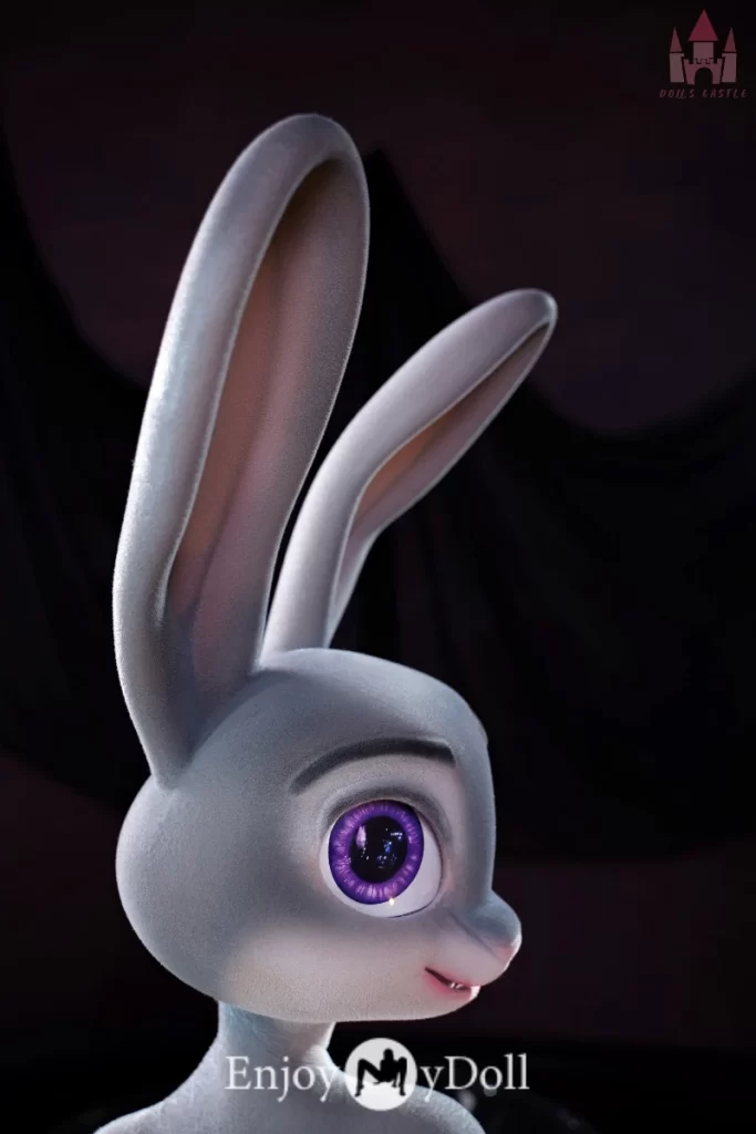 Dolls Castle Rabbitie silicone love doll with grey and white fur implanting