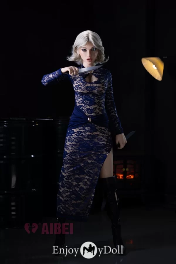 AiBei Luxe Aria AB23 ROS head 158cm F-cup silicone young slim sex doll with short blonde hair