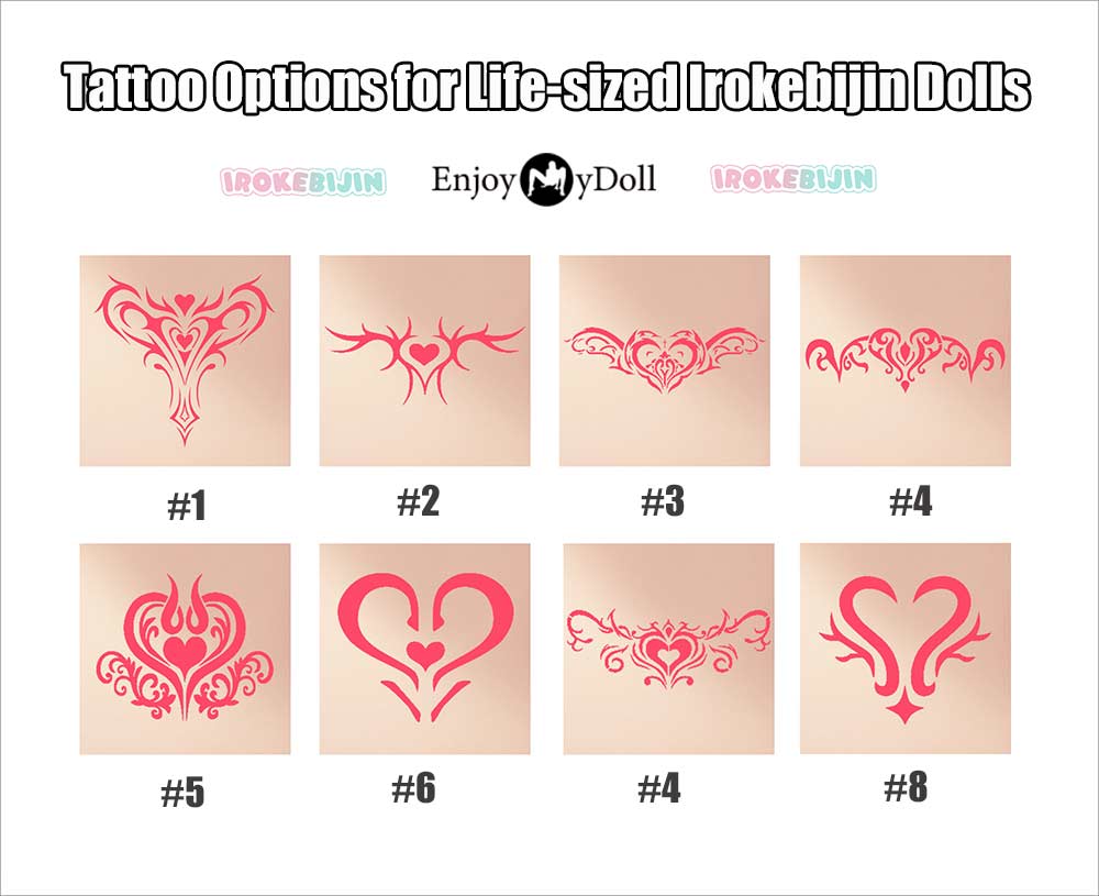 Irokebijin tattoo options for life size dolls